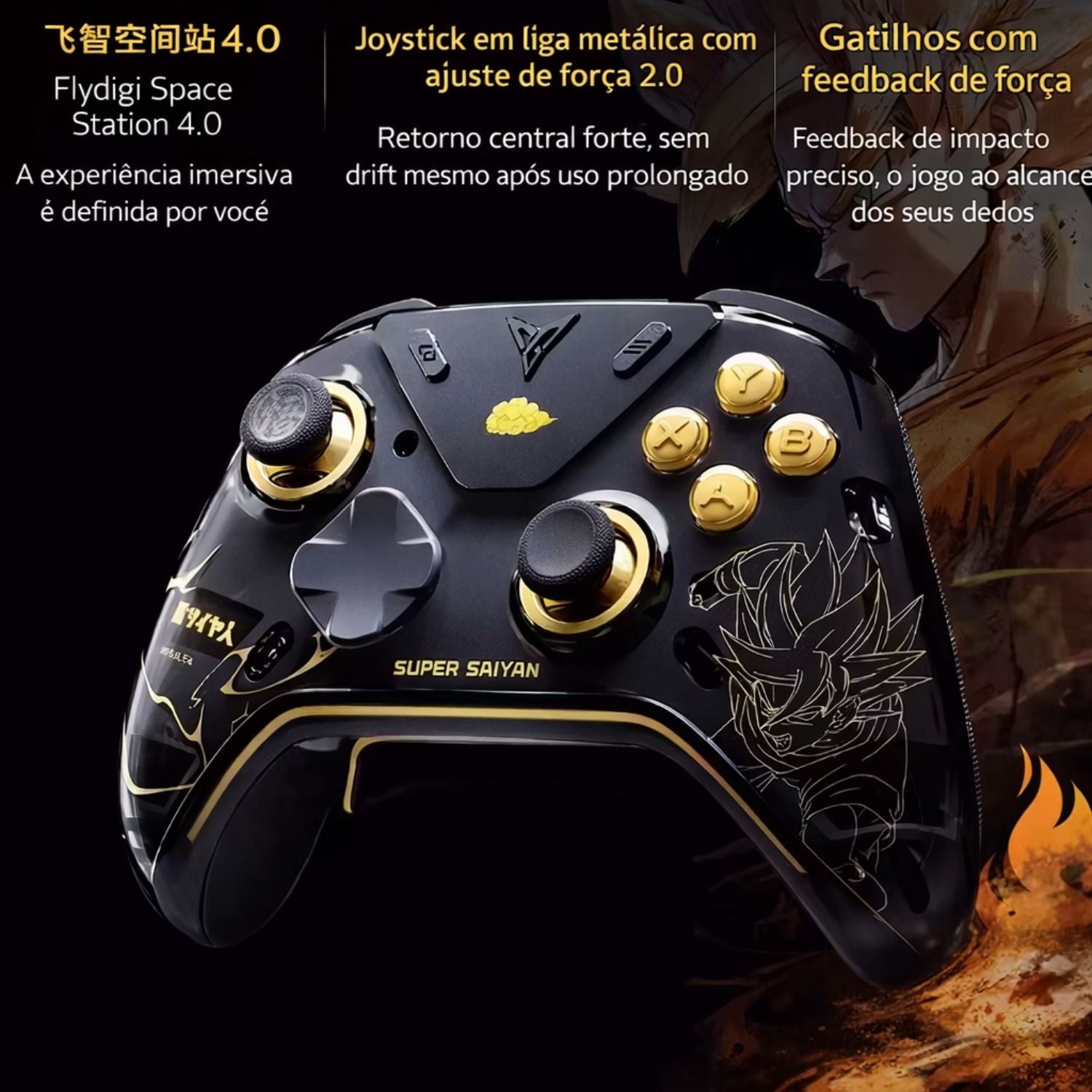 Flydigi Apex 5 DBZ Super Saiyan | Controle Gamer 1000 Hz Premium
